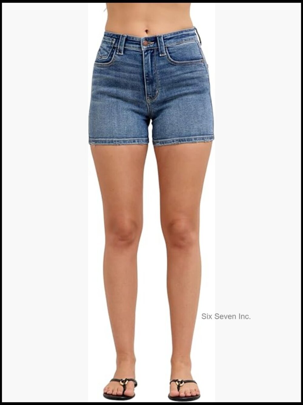 High Waist Classic Wash Slim Jean Shorts Stretch Denim